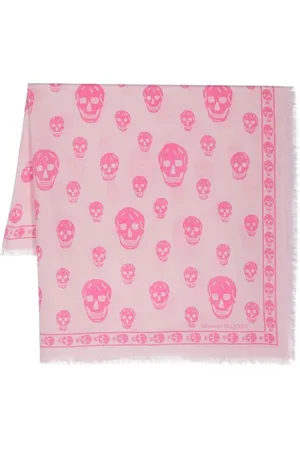 Alexander McQueen Tilbehør, Dame, Lyserød, ONE SIZE, Uld, Skull-print Uldtørklæde