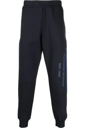 Alexander McQueen Bukser, Herre, Blå, S, Bomuld, Blå Graffiti-print Bomulds Track Pants