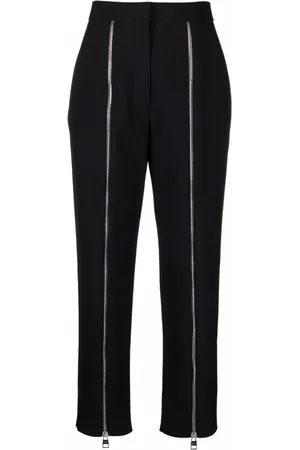 Alexander McQueen Bukser, Dame, Sort, XS, Uld, Skræddersyede uldbukser med dekorative lynlåsdetaljer