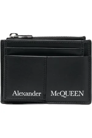 Alexander McQueen Tilbehør, Herre, Sort, ONE SIZE, Læder, Sort læderpung med logo print kortholder