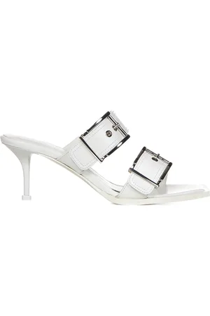 Alexander McQueen Sko, Dame, Hvid, 37 EU, Læder, Hvide hælede mules med justerbare remme
