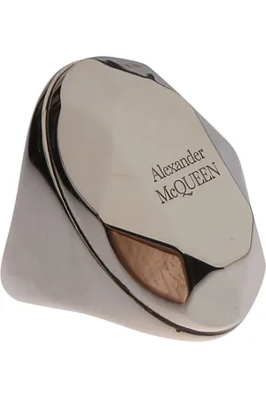 Alexander McQueen Tilbehør, Dame, Grå, 52 MM, Facetteret Sten Tyk Båndring