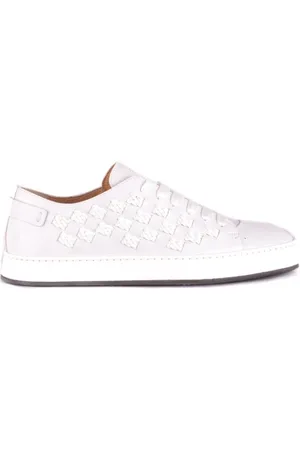 santoni Sko, Herre, Hvid, 39 1/2 EU, Læder, Hvide læder slip-on sneakers