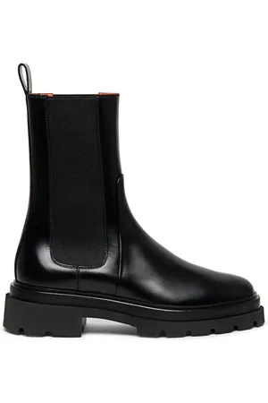 santoni Sko, Dame, Sort, 38 EU, Uld, Stilfulde læderkampstøvler