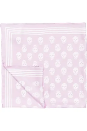 Alexander McQueen Tilbehør, Dame, Lyserød, ONE SIZE, Silketørklæde med kranieprint