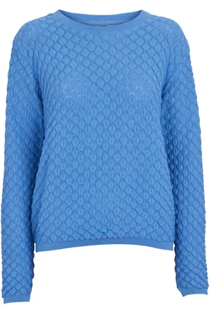 Basicapparel Strik, Dame, Blå, XS, Bomuld, Camilla Sweater - Azure
