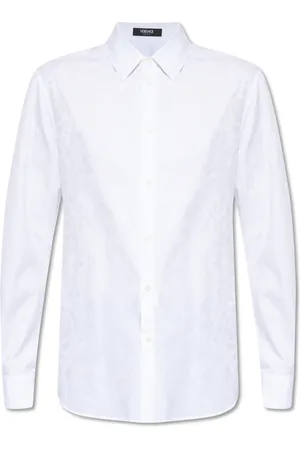 VERSACE Skjorte, Herre, Hvid, 2XL, Bomuld, Skjorte med blomstermotiv