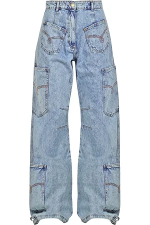 Moschino Jeans, Dame, Blå, W31, Bomuld, Højtaljede Vintage Cargo Jeans