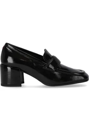 HALMANERA Sko, Dame, Sort, 38 1/2 EU, Læder, Sort Glaze Hælet Loafer