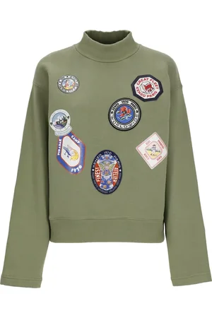 Kenzo Sweathshirts & Hoodies, Dame, Grøn, M, Bomuld, Grøn bomuldssweater med badges