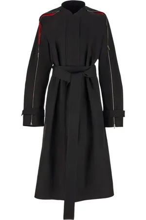 Salvatore Ferragamo Frakke, Dame, Sort, XS, Bomuld, Sort trenchcoat med lynlåsdetaljer
