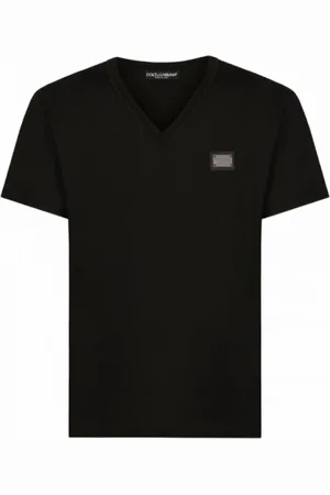 Dolce & Gabbana Top, Herre, Sort, 3XL, Bomuld, Essential V Neck T-Shirt