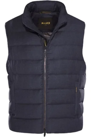 MOORER Jakke, Herre, Blå, 5XL, Uld, Gilet af uld og kasjmirflannel med gåsedun