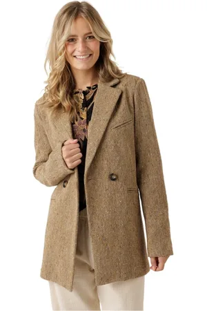 MAISON HOTEL Jakke, Dame, Brun, XL, Uld, Oversized Blazer med Lommer og Enkelt Knaplukning