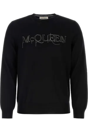 Alexander McQueen Strik, Herre, Sort, M, Uld, Sort uldtrøje - Klassisk stil