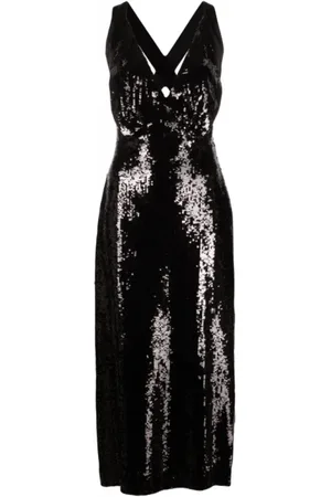 Khaite Kjole, Dame, Sort, 3XL, Glamour Sequinned Midi Kjole