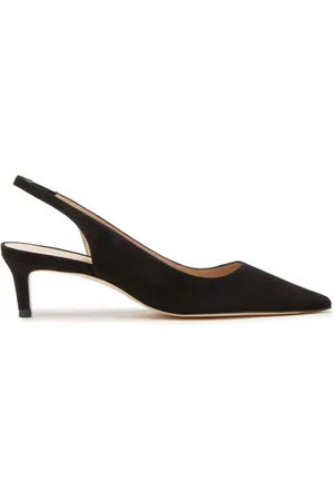 Stuart Weitzman Sko, Dame, Sort, 35 1/2 EU, Suede, Suede Kitten Heel Slingpump