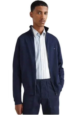 Tommy Hilfiger Sweathshirts & Hoodies, Herre, Blå, S, Bomuld, Cardigan med lynlås i bomuldsblanding
