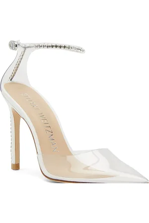 Stuart Weitzman Sko, Dame, Hvid, 38 1/2 EU, Glam 100 Strap Pump Sandaler