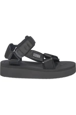 SUICOKE Sko, Dame, Sort, 35 1/2 EU, Nylon, Flade Sandaler med Krydsede Bånd