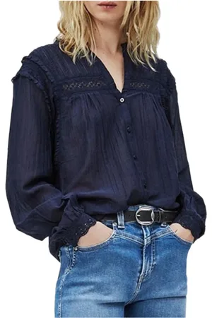Pepe Jeans Bluser & Skjorter, Dame, Blå, XS, Bomuld, Shirt Albertina_PL303938