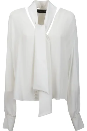 FEDERICA TOSI Bluser & Skjorter, Dame, Hvid, L, -Bow Pleated Blouse
