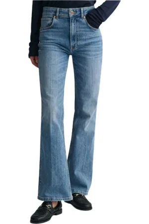 GANT Jeans, Dame, Blå, W29, Bomuld, Højtaljede Flare Jeans