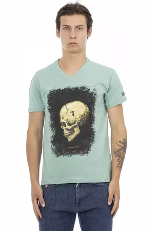 Trussardi Top, Herre, Grøn, 3XL, Uld, Action Grøn V-Hals T-Shirt