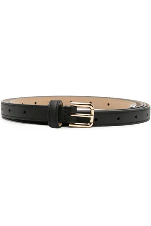 Dolce & Gabbana Tilbehør, Dame, Sort, 80 CM, Uld, Sort Læderbælte med Guld-Tone Spænde