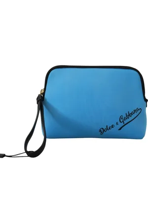 Dolce & Gabbana Taske, Dame, Blå, ONE SIZE, Blå Logo Print Håndtaske Leopard Print Toilettaske