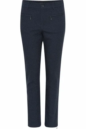 C.ro Bukser, Dame, Blå, 2XL, Bomuld, Blåt mønster 7/8 lynlås jacquard bukser