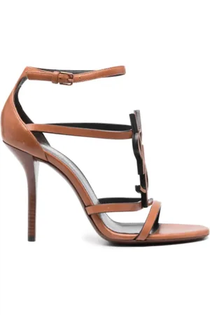 Saint Laurent Sko, Dame, Brun, 40 1/2 EU, Cassandra 100 Strappy Sandaler