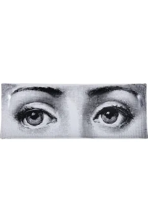 FORNASETTI Tilbehør, Dame, Sort, ONE SIZE, Uld, Sort/Hvid Rektangulær Bakke Occhi