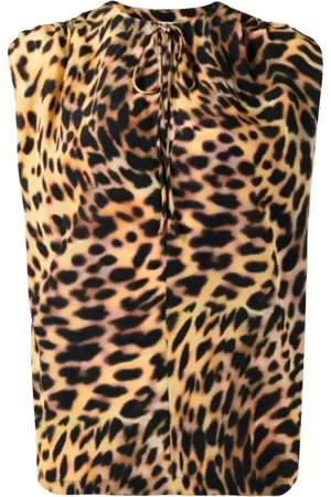 Stella McCartney Top, Dame, Brun, S, Leopard Print Silkebluse