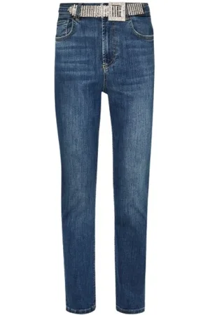 Liu Jo Jeans, Dame, Blå, W28, Bomuld, Højtaljede Straight Leg Jeans med Aftageligt Bælte