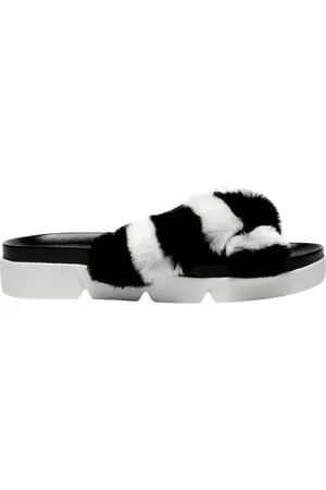 Stuart Weitzman Sko, Dame, Sort, 37 EU, Uld, Pels Tøfler - Stilfulde og Hyggelige