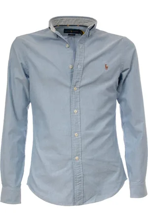 Ralph Lauren Skjorte, Herre, Blå, S, Bomuld, Slim-Fit Blåternet Oxford Skjorte