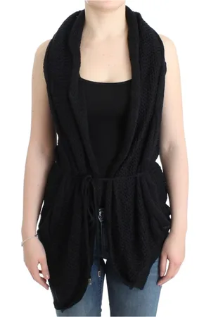 Costume National Strik, Dame, Sort, XS, Uld, Ærmeløs strikket cardigan