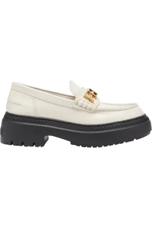Fendi Sko, Dame, Hvid, 40 1/2 EU, Læder, Elegante hvide læderloafers