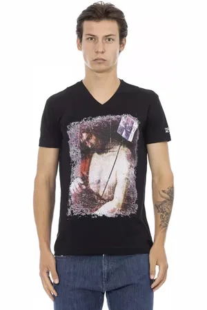 Trussardi Top, Herre, Sort, M, Uld, Action Sort V-Hals T-Shirt