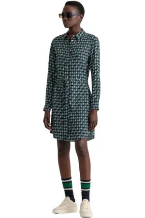 GANT Kjole, Dame, Blå, S, Geometrisk Print Skjortekjole