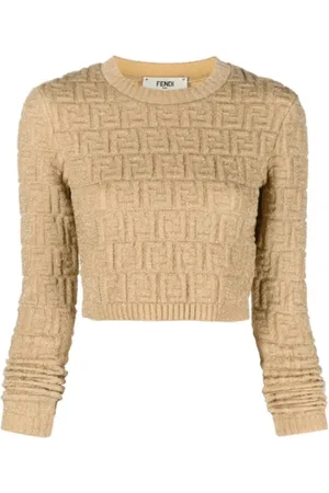 Fendi Strik, Dame, , S, Uld, Stilfuld Strikket Rundhals Pullover