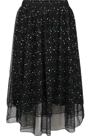 Sofie Schnoor Nederdel, Dame, Sort, M, Polyester, Festlig Sort Nederdel med Sølv/Multi Prikker