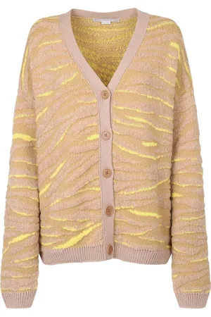 Stella McCartney Strik, Dame, Brun, XS, Bomuld, Animalier V-Hals Cardigan