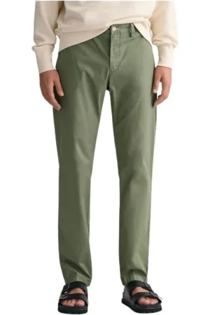 GANT Bukser, Herre, Grøn, W40, Bomuld, Slim Fit Chino Bukser Hallden