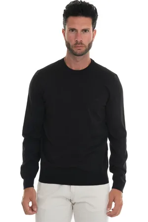 HUGO BOSS Strik, Herre, Sort, 2XL, Uld, Rundhalset sweater