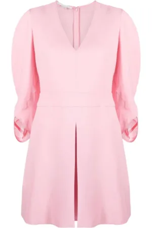 Stella McCartney Kjole, Dame, Lyserød, S, Box-Pleat V-Neck Kjole