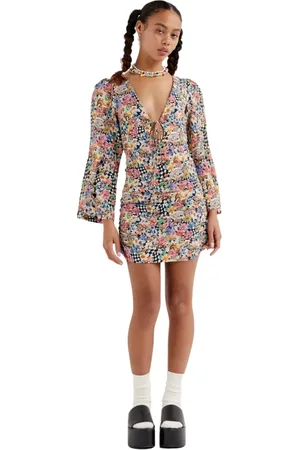 For Love & Lemons Kjole, Dame, Blå, L, Mini -vand juni
