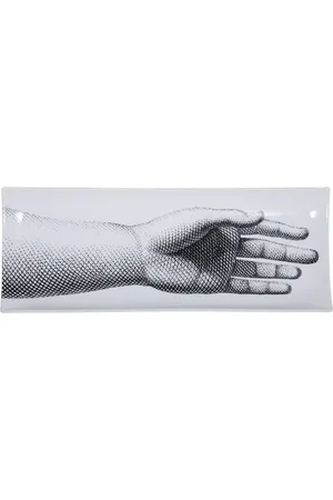 FORNASETTI Home, Dame, Sort, ONE SIZE, Uld, Sort/Hvid Rektangulær Bakke Mano