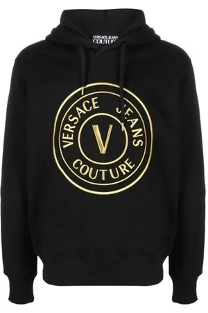 VERSACE Sweathshirts & Hoodies, Herre, Sort, S, Bomuld, Sort Bomuld Logo Hættetrøje